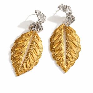 Leaf Statement Earrings Two Tone Jewelry